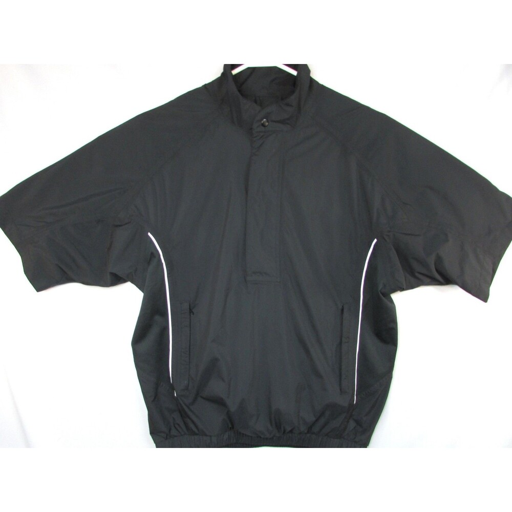 FootJoy DryJoys Windbreaker Jacket Mens Small Black Short Sleeve Golf Top